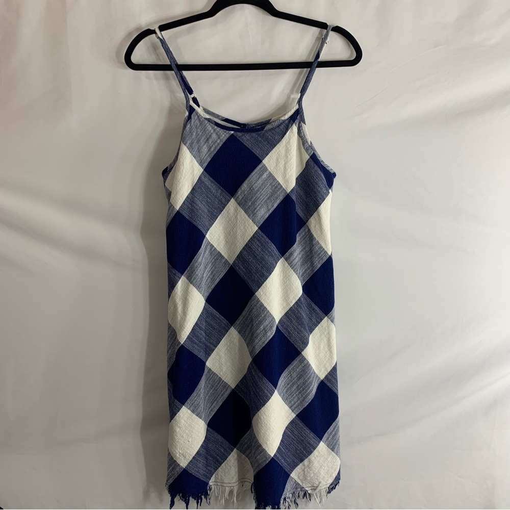 Natural Reflections Blue & White Gingham Spaghetti Strap Picnic Dress, size M